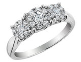 1/2 Carat (ctw H-I,I1-I2) Three Stone Diamond Engagement Ring in 14K White Gold (2.0 Carat Look)